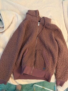 Andrew Marc Brown Sherpa Zip Jacket